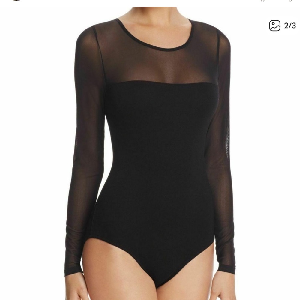 French Connection Velvet and Sheer Bodysuit NWOT
